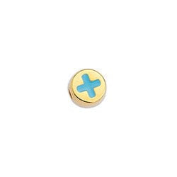 24K Gold Plated / Sky Blue Alloy Slider Cross Bead, 7.2x7.4mm Alloy Slider Cross Bead, 7.2x7.4mm
