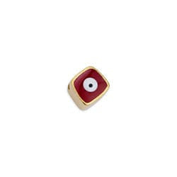 GOLD PLATED / RED / WHITE Alloy Square Eye Bead, 8mm Alloy Square Eye Bead, 8mm