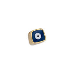 GOLD PLATED / DARK BLUE / WHITE Alloy Square Eye Bead, 8mm Alloy Square Eye Bead, 8mm