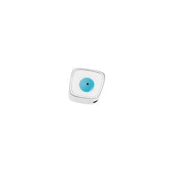 SILVER ANTIQUE / WHITE / LIGHT BLUE Alloy Square Eye Bead, 8mm Alloy Square Eye Bead, 8mm