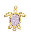 24KT Gold Plated / Pink Sparkle Alloy Vitraux Turtle Pendant, 22x26mm Alloy Vitraux Turtle Pendant, 22x26mm
