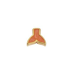 24KT GOLD PLATED / CORAL Alloy Whale Tail Bead, 9x8.6mm Alloy Whale Tail Bead, 9x8.6mm