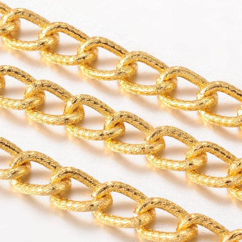 Aluminium Twisted Chains Curb Chains, Oval, Gold 13MM (CH4764) Aluminium Twisted Chains Curb Chains, Oval, Gold  Size: Link about 13mm long, 8.5mm wide, 2.5mm thick.