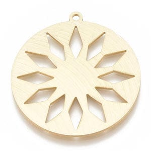 AluminiumFlat Round with Sun, Gold 64mm Aluminium Big Pendants, Laser Cut Big Pendants, Flat Round with Sun, Gold Size: about 64mm long, 59mm wide, 2mm thick, hole: 3mm.