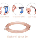 Aluminum Wire, Flat, Peach Puff Size: 5mm wide, 1mm thick; 2m-roll. Aluminum Wire, Flat, PeachPuff Size: 5mm wide, 1mm thick; 2m/roll.