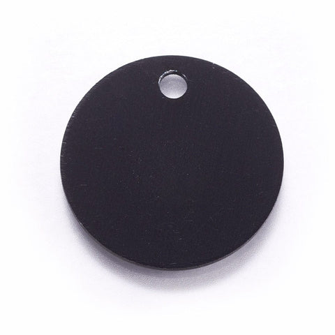 (AT7834-02C) Aluminium Pendants, Pet Tag, Flat Round, Black 25mm (2 PCS) (AT7834-02C) Aluminium Pendants, Pet Tag, Flat Round, Black 25mm (2 PCS)