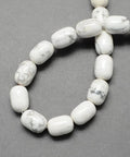 HOWLITE WHITE Barrel Shaped Gemstone Natural Semi-Precious Bead Strands, 10x15mm Barrel Shaped Gemstone Natural Semi-Precious Bead Strands, 10x15mm
