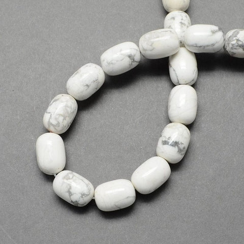 HOWLITE WHITE Barrel Shaped Gemstone Natural Semi-Precious Bead Strands, 10x15mm Barrel Shaped Gemstone Natural Semi-Precious Bead Strands, 10x15mm