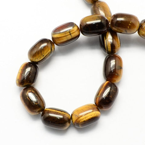 TIGER EYE Barrel Shaped Gemstone Natural Semi-Precious Bead Strands, 10x15mm Barrel Shaped Gemstone Natural Semi-Precious Bead Strands, 10x15mm