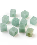 (BC6693A) Natural Green Aventurine, Large Hole Beads, Cube 10mm (2 PCS) Natural Green Aventurine European Beads, Large Hole Beads, Cube Size: about 10mm wide, 10mm long, 10mm thick, hole: 4.5~5mm.