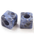 (BC6693C) Natural Sodalite European Beads, Large Hole Beads, Cube Size: about 10mm wide, 10mm long, 10mm thick, hole: 4.5~5mm (BC6693C) Natural Sodalite European Beads, Large Hole Beads, Cube Size: about 10mm wide, 10mm long, 10mm thick, hole: 4.5~5mm