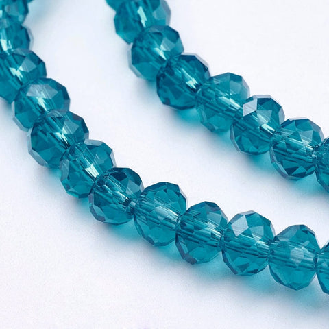 (BE1292A) Glass Beads, Faceted Rondelle, Dark Cyan 6x4mm (1 STR) (BE1292A) Glass Beads, Faceted Rondelle, Dark Cyan 6x4mm (1 STR)