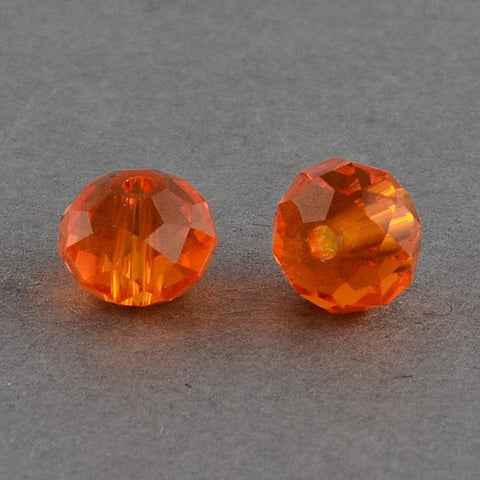 (BE1301D) Handmade Glass Beads, Faceted Rondelle, OrangeRed  Size: about 8mm Handmade Glass Beads, Faceted Rondelle, OrangeRed  Size: about 8mm in diameter, 6mm thick, hole: 1mm; about 72pcs/strand