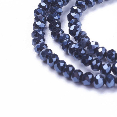 (BE1341)  Glass Beads Strands, Pearl Luster Plated, Crystal Suncatcher Black 4mm Glass Beads Strands, Pearl Luster Plated, Crystal Suncatcher, Faceted Rondelle, Black Size: about 4mm in diameter, 3mm thick, hole: 1mm; about 140~145pcs/strand, 18.9".