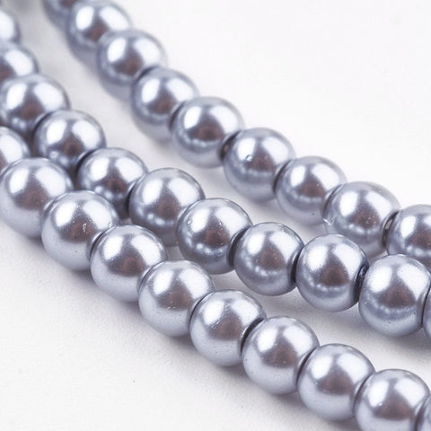 (BE1371) Glass Pearls 4mm Silver Gray (1 STR) Glass Pearls 4mm Silver Gray