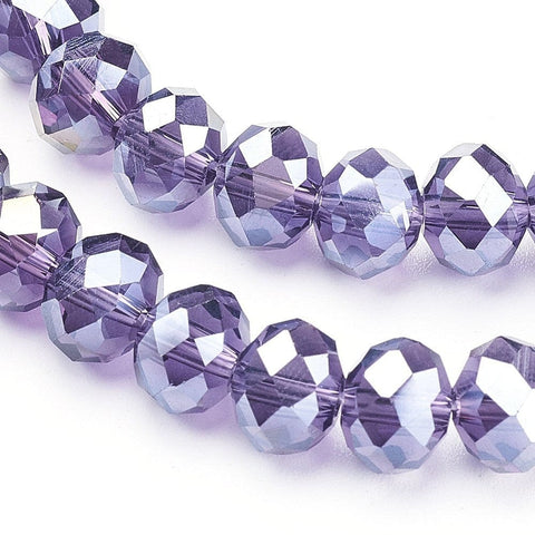 (BE1545-07AB) Electroplate Glass Beads Strands, AB Color Plated, Faceted Rondelle, Indigo 8x6mm (1 STR) (BE1545-07AB) Electroplate Glass Beads Strands, AB Color Plated, Faceted Rondelle, Indigo 8x6mm (1 STR)