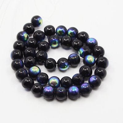 (BE196) Round Glass Beads Strands, AB Color Plated (1 STR) (BE196) Round Glass Beads Strands, AB Color Plated (1 STR)