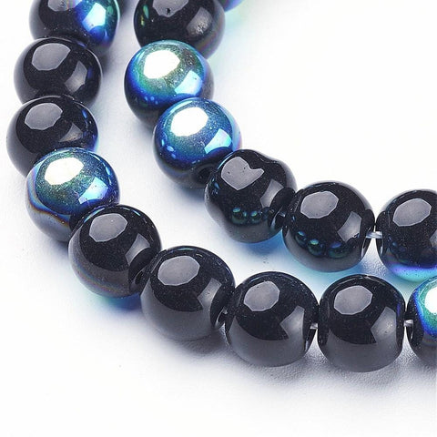 (BE196) Round Glass Beads Strands, AB Color Plated (1 STR) (BE196) Round Glass Beads Strands, AB Color Plated (1 STR)