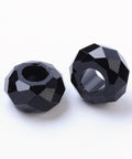 (BE2579) Glass European Beads, Faceted Rondelle, Black 14mm (6 PCS) (BE2579) Glass European Beads, Faceted Rondelle, Black 14mm (6 PCS)