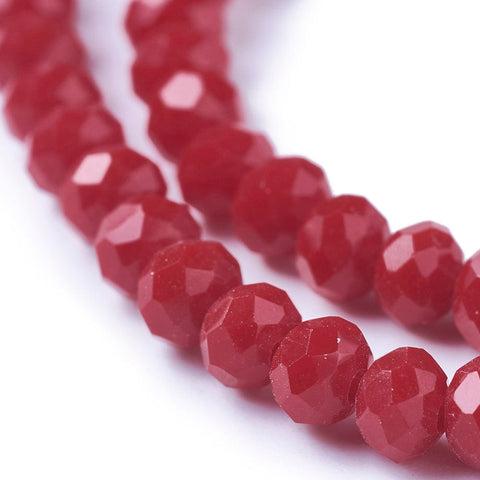 (BE3012-27) Solid Color Glass Bead Strands, Faceted, Rondelle, FireBrick 4x3mm (1 STR) (BE3012-27) Solid Color Glass Bead Strands, Faceted, Rondelle, FireBrick 4x3mm (1 STR)