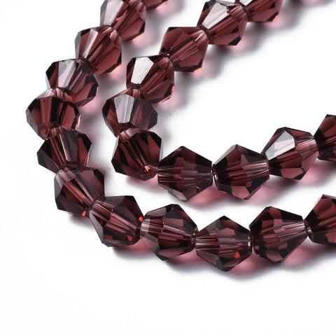 BROWN (BE3016-01) (BE3016-X) Bicone Beads, 6mm Faceted Bicone (1 STR) 50pcs/Strand Imitation #5301 Bicone Beads, 6mm Faceted Bicone Glass Beads Strands, Black Size: about 6mm in diameter, 6mm long, hole: 1mm; about 50pcs/strand, 11.4".