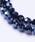 (BE3920) 6mm Glass Strand Beads, Full Plated, Faceted, Hematite Plated (BE3920) 6mm Glass Strand Beads, Full Plated, Faceted, Hematite Plated