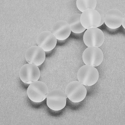 (BE4465) Frosted glass beads 8mm White Transparent Glass Bead Strands, Frosted, Round, White Size: about 8mm in diameter,