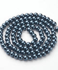 (BE4581) Round Glass Pearl Beads Strands, Dyed, MarineBlue 8MM ​​Round Glass Pearl Beads Strands, Dyed, MarineBlue