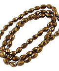 (BE5004A) Electroplate Glass Beads, Red Copper Plated, Faceted Oval, Goldenrod bead: 8mm Electroplate Glass Beads, Red Copper Plated, Faceted Oval, Goldenrod bead: 8mm 