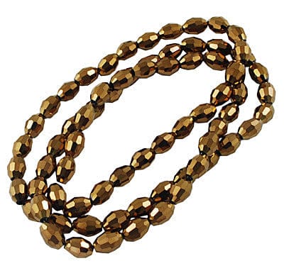 (BE5004A) Electroplate Glass Beads, Red Copper Plated, Faceted Oval, Goldenrod bead: 8mm Electroplate Glass Beads, Red Copper Plated, Faceted Oval, Goldenrod bead: 8mm 