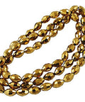 (BE5004C) Electroplate Glass Beads, Golden Plated, Faceted Oval, Gold bead: 8MM (1 STR) Electroplate Glass Beads, Golden Plated, Faceted Oval, Gold bead: 8mm long, 6mm thick, hole: 1.5mm, about 72pcs/strand.