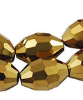(BE5004C) Electroplate Glass Beads, Golden Plated, Faceted Oval, Gold bead: 8MM (1 STR) Electroplate Glass Beads, Golden Plated, Faceted Oval, Gold bead: 8mm long, 6mm thick, hole: 1.5mm, about 72pcs/strand.