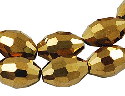 (BE5004C) Electroplate Glass Beads, Golden Plated, Faceted Oval, Gold bead: 8MM (1 STR) Electroplate Glass Beads, Golden Plated, Faceted Oval, Gold bead: 8mm long, 6mm thick, hole: 1.5mm, about 72pcs/strand.