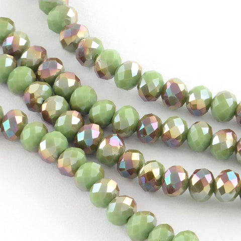 (BE5088-09) Faceted Abacus Glass Beads, Half Rainbow Plated, PaleGreen 6MM (1 STR) Electroplate Glass Faceted Abacus Bead Strands, Half Rainbow Plated, PaleGreen  Size: about 6mm in diameter, 4mm thick, hole: 1mm; about 100pcs/strand, 15.7