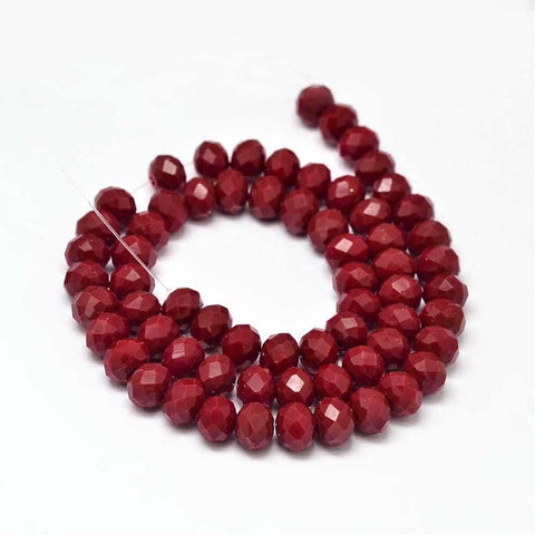 (BE5116) Glass Beads Strands, Faceted Abacus , DarkRed 8MM (1 STR) Glass Beads Strands, Faceted Abacus , DarkRed  Size: about 8mm in diameter, 6mm thick, hole: 1mm; about 72pcs/strand, 17".