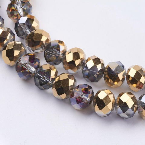 (BE5365) Electroplate Glass Faceted Abacus Beads Strands, Half Golden Plated, Gold 10MM Electroplate Glass Faceted Abacus Beads Strands, Half Golden Plated, Gold Size: about 8mm wide, 10mm long, hole: 1mm; about 72pcs/strand, 22.4".