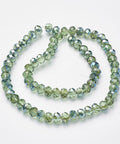 (BE5366-42) Glass Faceted Rondelle Beads Strands, Half Plated, Teal  5x8mm (1 STR) (BE5366-42) Glass Faceted Rondelle Beads Strands, Half Plated, Teal  5x8mm (1 STR)