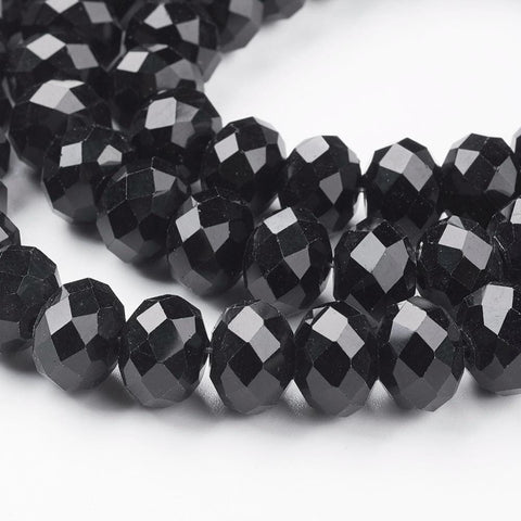 (BE5375) Handmade Glass Beads, Faceted Abacus, Black 12MM Handmade Glass Beads, Faceted Abacus, Black Size: about 12mm in diameter, 8mm thick, hole: 1mm; about 72pcs/strand.