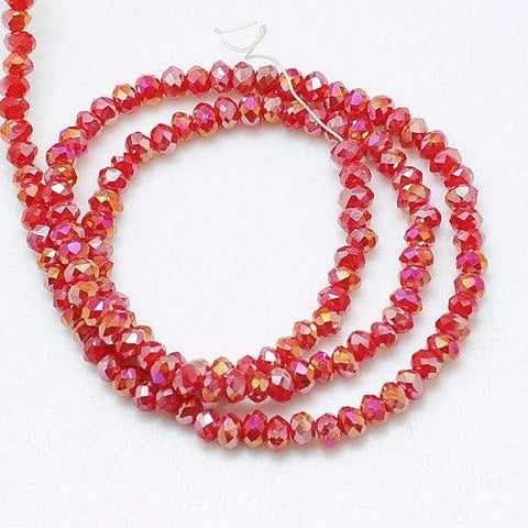 (BE5465) Electroplate Glass Beads Strands, AB Color, Faceted, Abacus, Red 4MM Electroplate Glass Beads Strands, AB Color, Faceted, Abacus, Red Size: about 4mm in diameter, 3mm thick, hole: 1mm; about 138pcs/strand, 16.5".