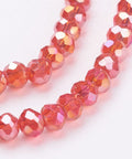 (BE5540) Electroplate Glass Beads Strands, AB Color Plated, Faceted Rondelle, Red 4MM Electroplate Glass Beads Strands, AB Color Plated, Faceted Rondelle, Red Size: about 3.5~4mm in diameter, 2.5~3mm thick, hole: 0.5mm; about 150pcs/strand, 15.5".