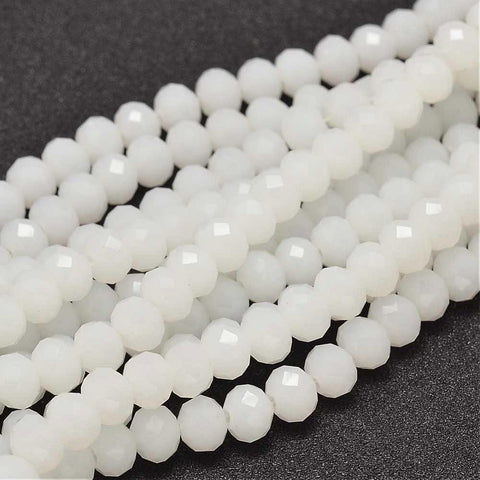 (BE5634) Glass Beads Strands, Faceted Rondelle , White Size: about 8mm Glass Beads Strands, Faceted Rondelle , White Size: about 8mm in diameter, 6mm thick, hole: 1mm; about 70pcs/strand, 15.5".