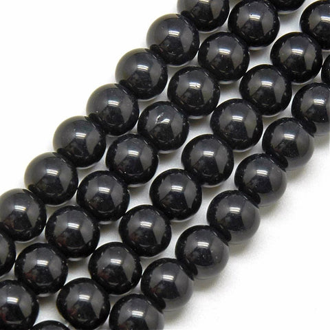 (BE7545-27) BLACK (BE7545-X) Glass Beads Strands, Round, 8mm (BE7545-X) Glass Beads Strands, Round, 8mm