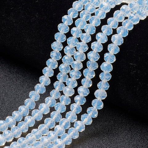 CLEAR (BE7618-D06) (BE7618-X) Glass Beads Strands, Imitation Jade, Faceted, Rondelle, Clear 8x6mm (BE7618-X) Glass Beads Strands, Imitation Jade, Faceted, Rondelle, Clear 8x6mm