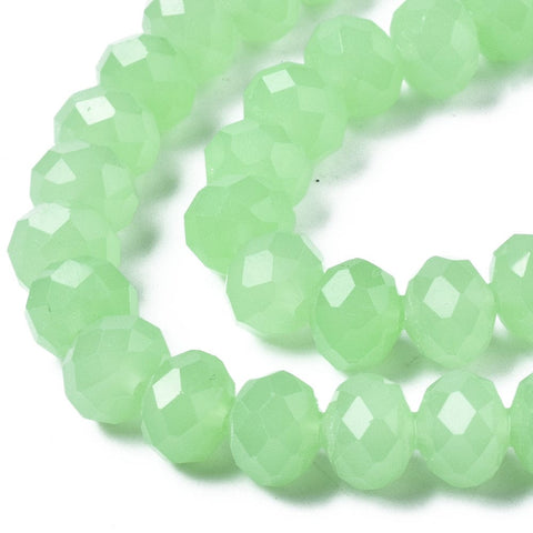 PALE GREEN (BE7618-D08) (BE7618-X) Glass Beads Strands, Imitation Jade, Faceted, Rondelle, Clear 8x6mm (BE7618-X) Glass Beads Strands, Imitation Jade, Faceted, Rondelle, Clear 8x6mm