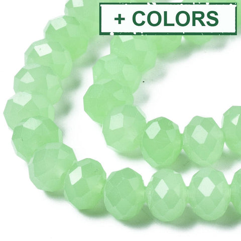 (BE7618-X) Glass Beads Strands, Imitation Jade, Faceted, Rondelle, Clear 8x6mm (BE7618-X) Glass Beads Strands, Imitation Jade, Faceted, Rondelle, Clear 8x6mm