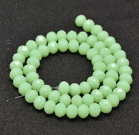 LT. GREEN (BE7862-09) (BE7862-X) Glass Beads Strands, Faceted Rondelle , 8x6mm (1 STR) (BE7862-X) Glass Beads Strands, Faceted Rondelle , 8x6mm (1 STR)
