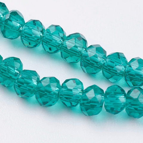 TEAL (BE7944-13) (BE7944-X) Transparent Glass Beads Strands, Faceted, Rondelle, 3x2mm (BE7944-X) Transparent Glass Beads Strands, Faceted, Rondelle, 3x2mm