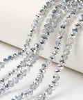 (BE8235-M16) Transparent Glass, Half Silver Plated, Faceted, Rondelle, 4x3mm 130pcs/strand, (BE8235-M16) Transparent Glass, Half Silver Plated, Faceted, Rondelle, 4x3mm 130pcs/strand,