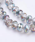 (BE8256-6) Electroplate Glass Beads Strands, Rainbow Plated, Faceted, Rondelle, Light Grey 8x6mm (BE8256-6) Electroplate Glass Beads Strands, Rainbow Plated, Faceted, Rondelle, Light Grey 8x6mm