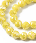 (BE8258-TY) Electroplate Glass Beads Strands, AB Color Plated, Faceted, Yellow 8mm (BE8258-TY) Electroplate Glass Beads Strands, AB Color Plated, Faceted, Yellow 8mm
